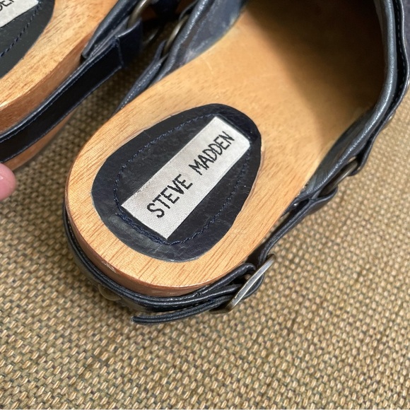 Steve Madden black suede wood mule clogs 7 - Picture 9 of 9